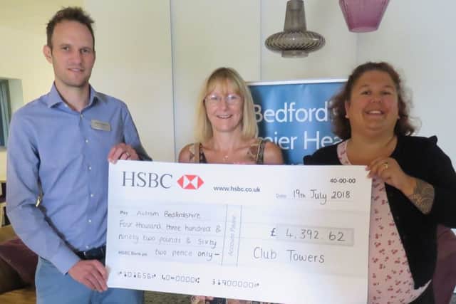 Club Towers donation to Autism Bedfordshire