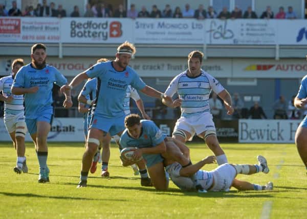 Action from the clash between Bedford and London Scottish