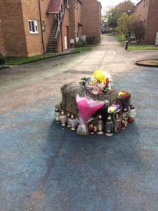 Tribute at the scene of the shooting