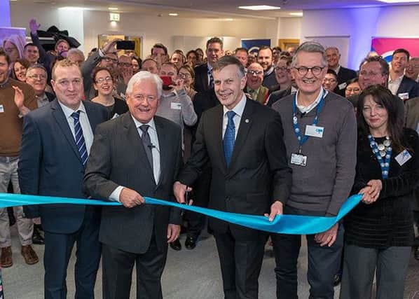 Chairman of Barclays, John Mcfarlane, officially opens the new aviation technology hub at Cranfield University.