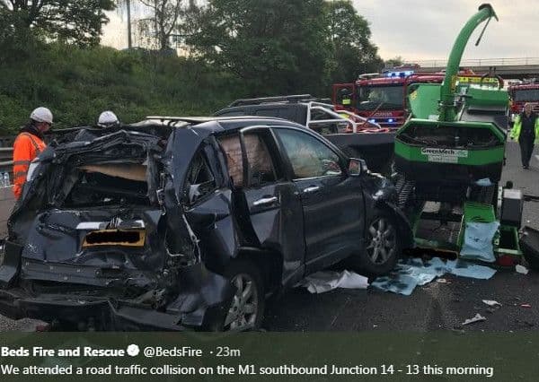 Breaking news as M1 in Bedfordshire closed following major accident