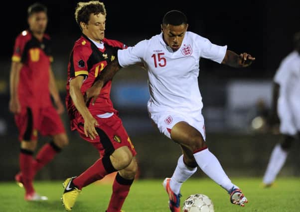 Andre Gray in action for England C. Pic: Pinnacle Photo Agency UK