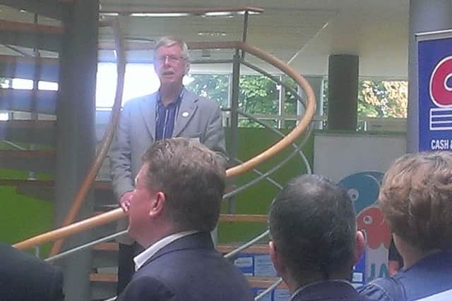 Rod Calvert, speaking at the Bedfordshire Chamber of Commerce summer reception at Wrest Park