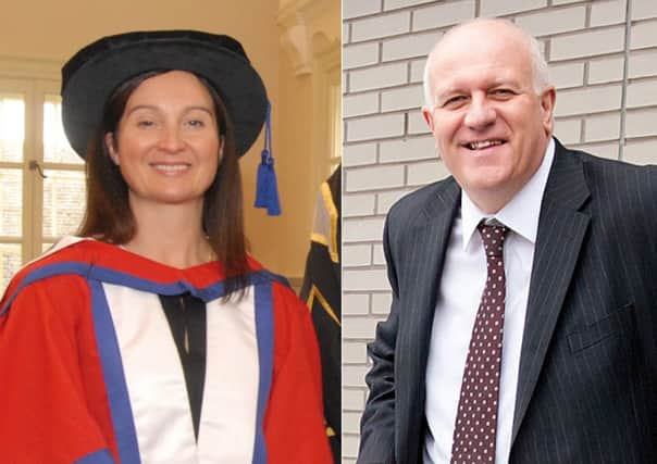 Professor Helen Bailey and University of Bedfordshire vice chancellor Bill Rammell in a photo montage