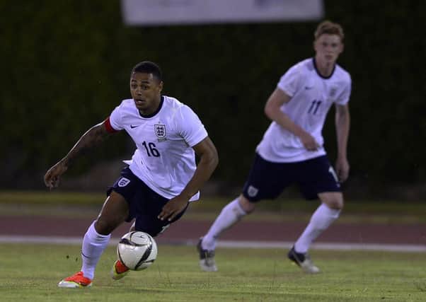 Andre Gray in action for England C. Pic: Pinnacle Photo Agency UK