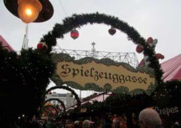Speilzeuggasse (toy alley) at the Hamburger Weinachtsmarkt in Hamburg, Germany. Picture: PA Photo/Amy Stolarczyk.