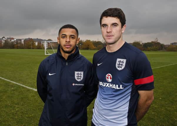 Andre Gray and Andrew Parry at the England C training. Pic: Pinnacle Photo Agency UK