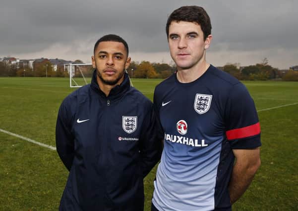 Andy Parry and Andre Gray on England C duty - pic: Pinnacle Photo Agency UK