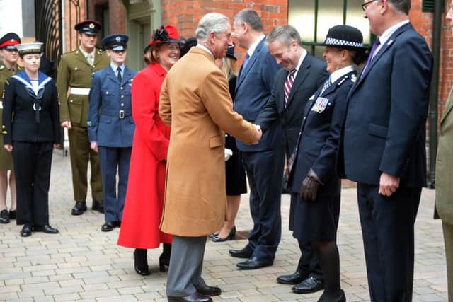 Prince Charles arrives at the Higgins Bedford.