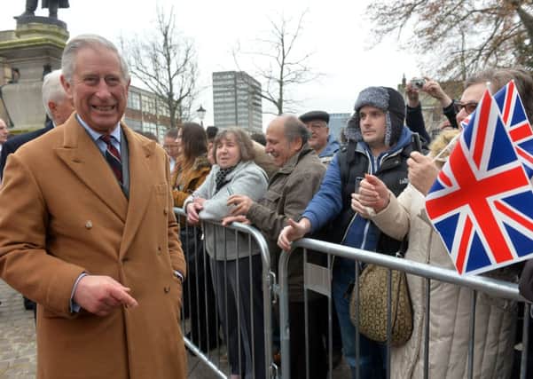 Prince Charles in St Paul's Square, Bedford.