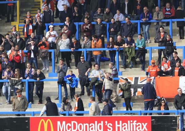 Luton fans at Halifax on Saturday