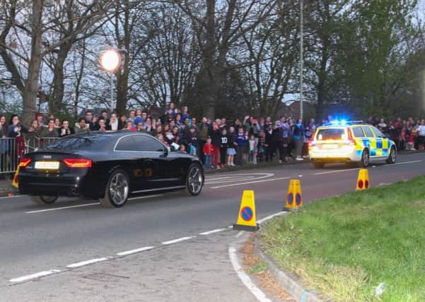 One Direction (1D) leave Cardington Hangers with a Police Escort.