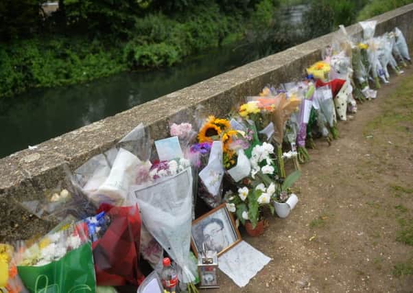 Floral tributes to Will Stringer who died swimming in Biggleswade