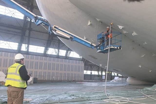 Airlander is floated in preperation for its first flight PNL-150211-163743001