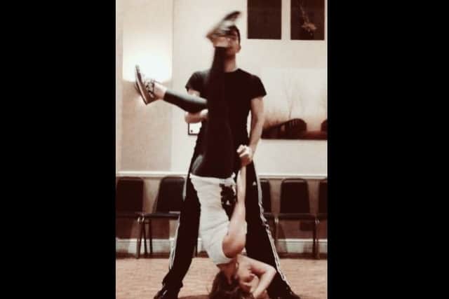 Professional dancer Alfie Sadowski with Celebrity JustDance partner Amanda Devlin