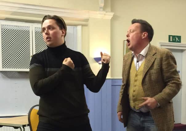Ampthill and Flitwick Dramatic Society in rehearsals for One Man Two Guvnors.