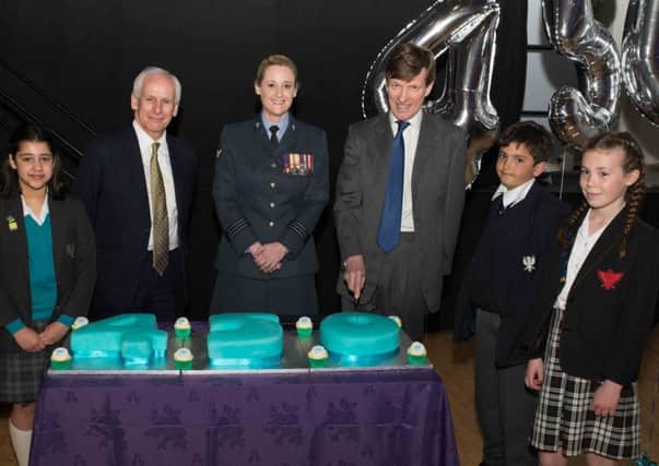 Squadron Leader Charlotte Thompson-Edgar joins a service of thanksgiving for the Harpur Trust's 450th anniversary PNL-160426-171125001