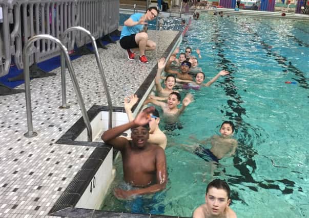 Bedford Academy pupils have swimming lessons at Robinson Pool.