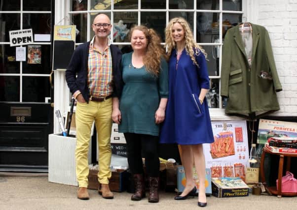 BBC Celebrity Antiques Road Trip with David Harpur and Suzannah Lipscombe head to Claire Randall's shop Lawson & Lee, in Ampthill PNL-160524-110822001