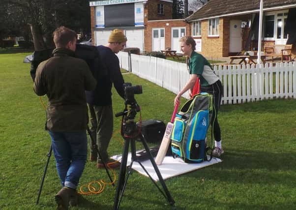 Izzy Gurney filming a cricket advert. PNL-160524-154347002