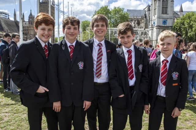 Lincroft School students Theo Bredell, Cameron Campbell, Matthew Richards, Jake Sizer and Raffi Wakeling at Westminster