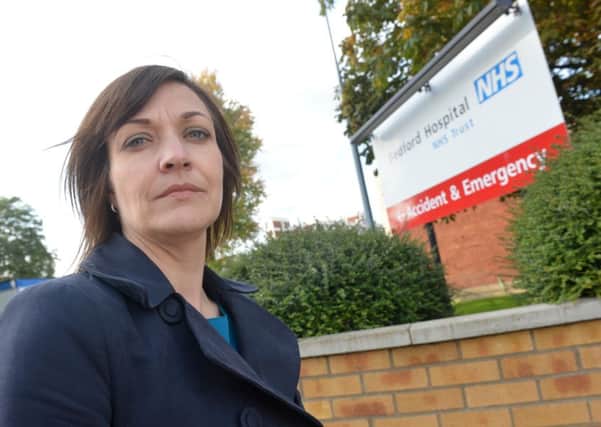 Councillor Louise King outisde Bedford Hospital