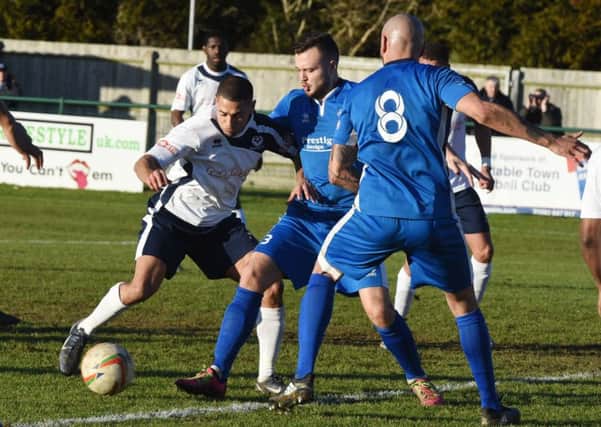 Action from AFC Dunstable's 2-2 draw with Bedford Town on Saturday