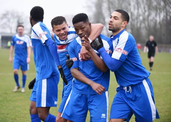 Devante Stanley celebrates his first goal at the weekend